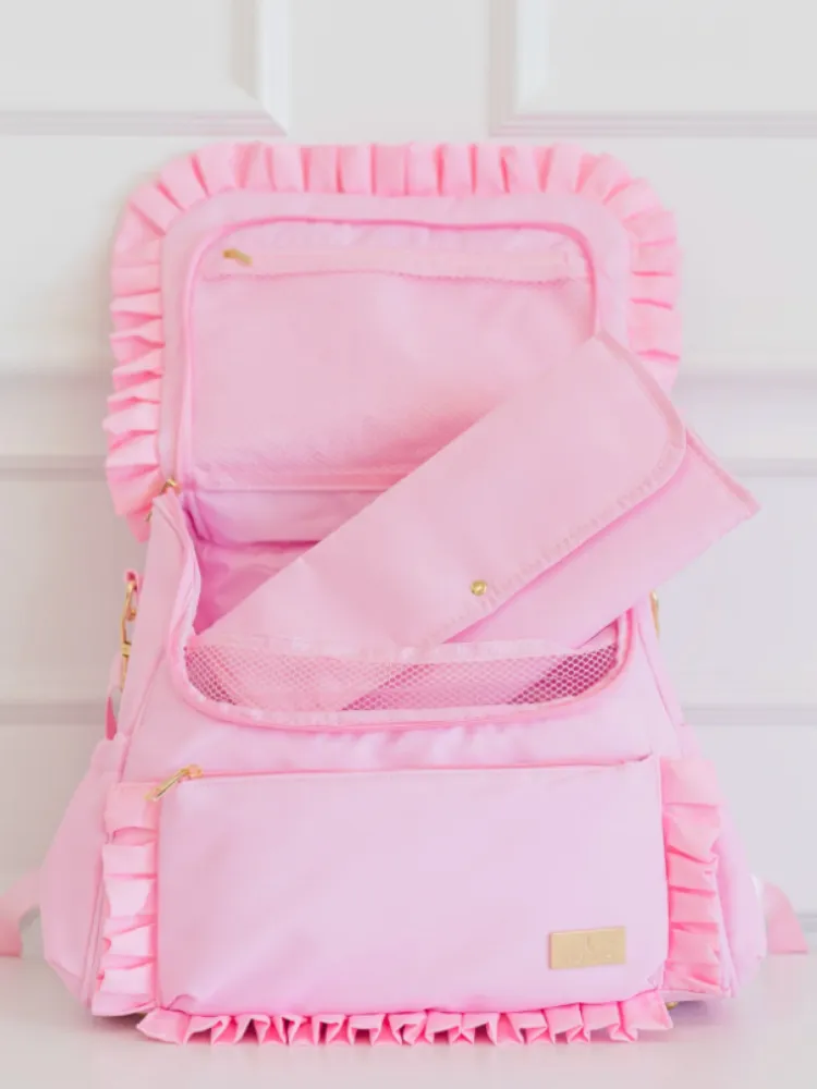 Hollis Ruffled Nylon Diaper Bag - Pink