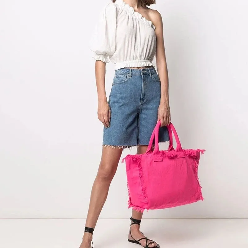 HPSP Handmade Bag, Summer New Simple Fashion Design Women's Tassels Dumpling Handbag Large Capacity Canvas Bag Beach Bag Luxury Brand Tote Bag.