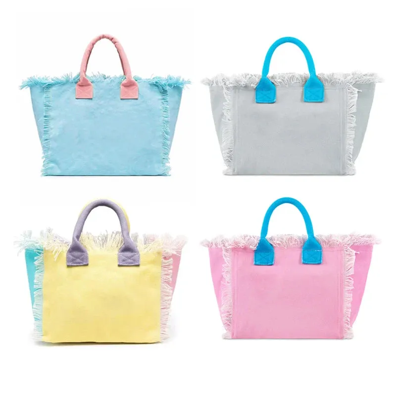 HPSP Handmade Bag, Summer New Simple Fashion Design Women's Tassels Dumpling Handbag Large Capacity Canvas Bag Beach Bag Luxury Brand Tote Bag.