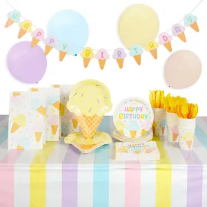 Ice Cream Birthday Party Decorations Dinnerware Bags Pieces Multi