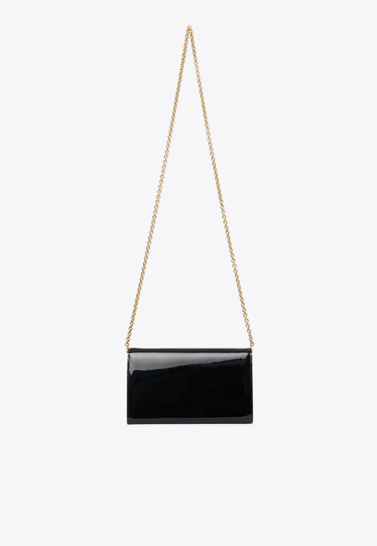 Iconic Logo Chain Clutch in Patent Leather