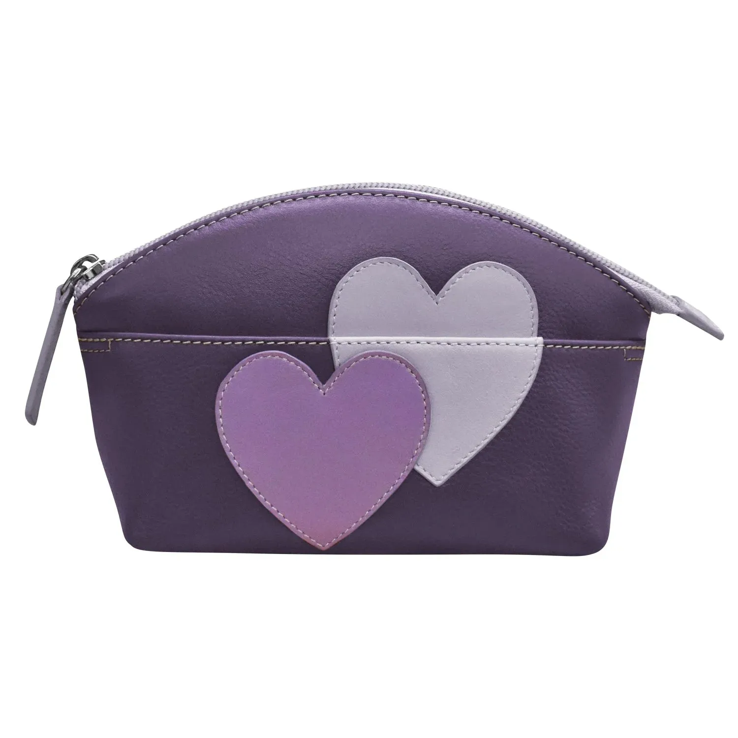 ILI New York Double Heart Cosmetic Case Leather Handbag Bag Navy Blue Purse NEW
