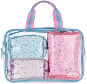 Iscream Color Block Clear Cosmetic Bag Set