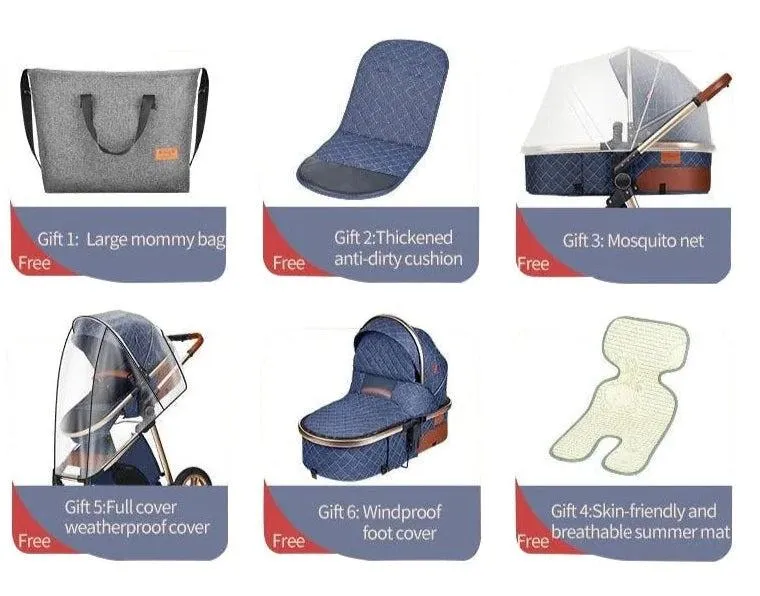 Khaki Premium 3-in-1 Baby Stroller (Car Seat & Base Included)