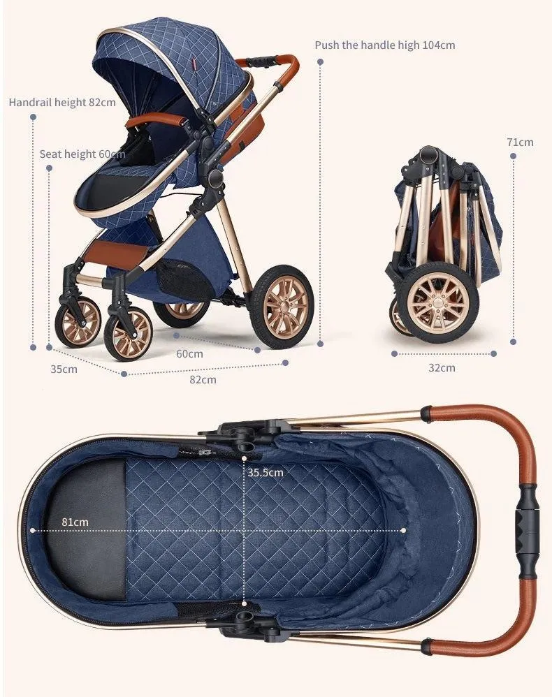 Khaki Premium 3-in-1 Baby Stroller (Car Seat & Base Included)