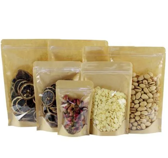 Kraft Paper Pouches With Transparent Front