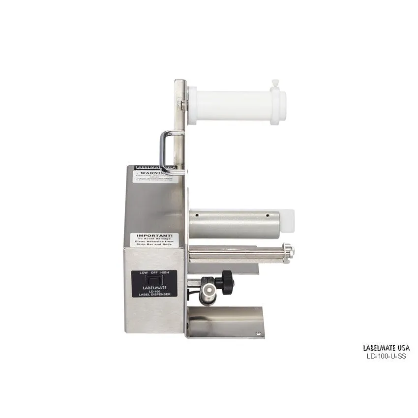 Labelmate Automatic Stainless Steel Label Dispenser for transparent and opaque labels up to 4.5”  LD-100-U-SS