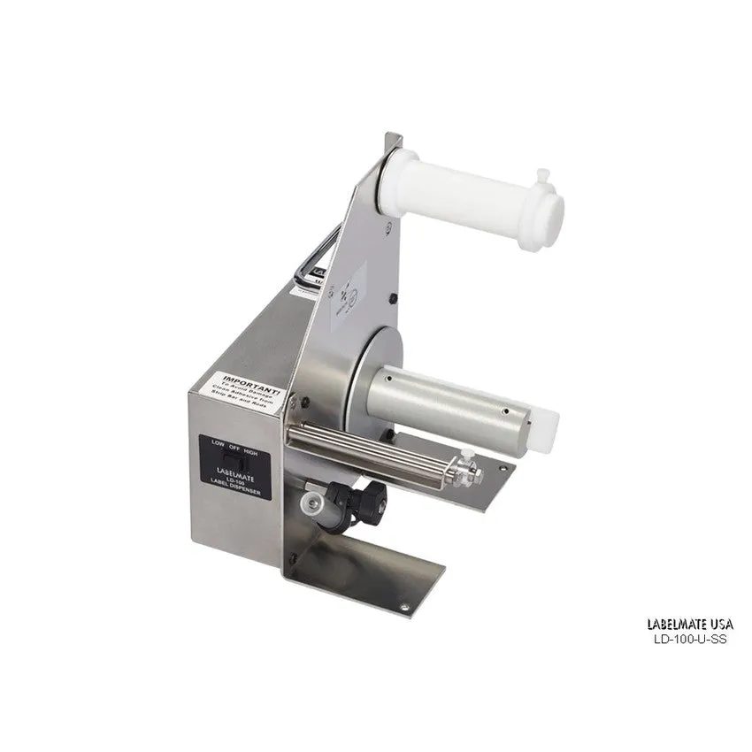 Labelmate Automatic Stainless Steel Label Dispenser for transparent and opaque labels up to 4.5”  LD-100-U-SS