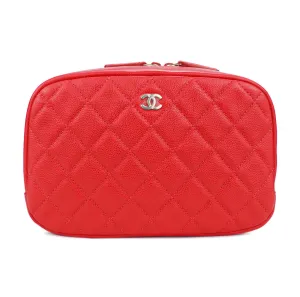 Large Cosmetic Zipper Pouch in Red Caviar