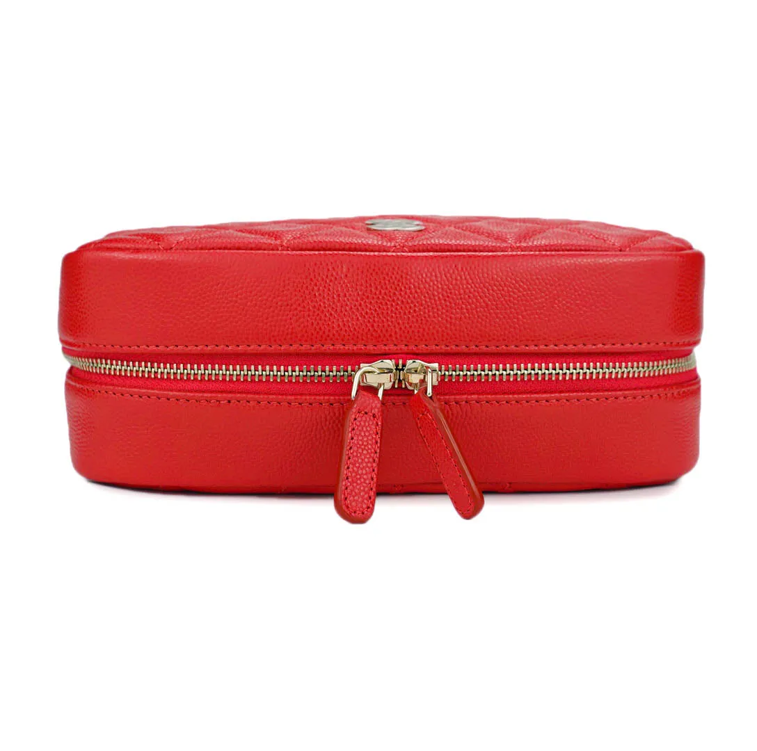 Large Cosmetic Zipper Pouch in Red Caviar