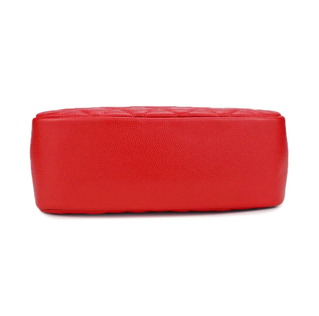 Large Cosmetic Zipper Pouch in Red Caviar