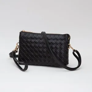 Leatherette Woven Crossbody Bag