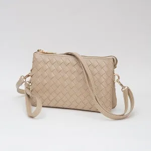 Leatherette Woven Crossbody Bag