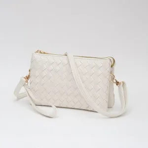 Leatherette Woven Crossbody Bag