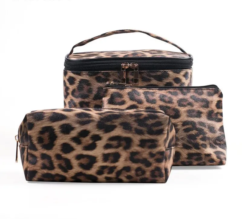 Leopard Leather Makeup Bag