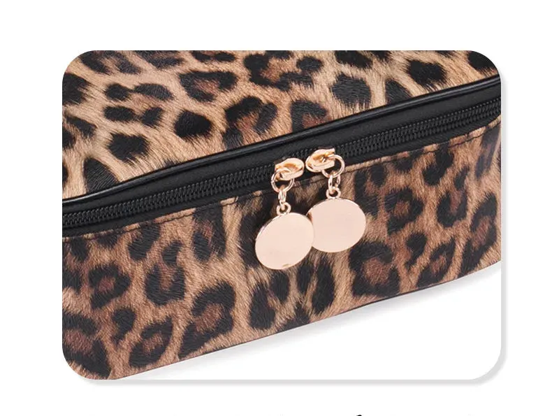 Leopard Leather Makeup Bag