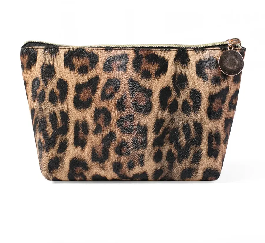 Leopard Leather Makeup Bag