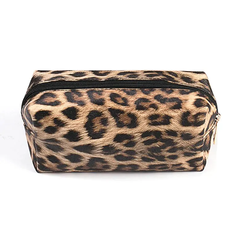 Leopard Leather Makeup Bag