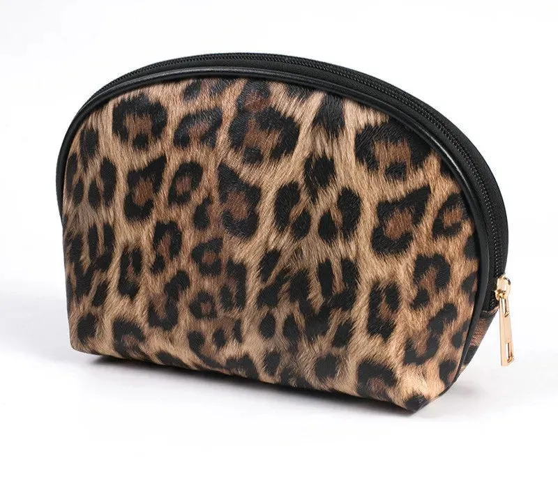 Leopard Leather Makeup Bag