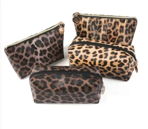 Leopard Leather Makeup Bag