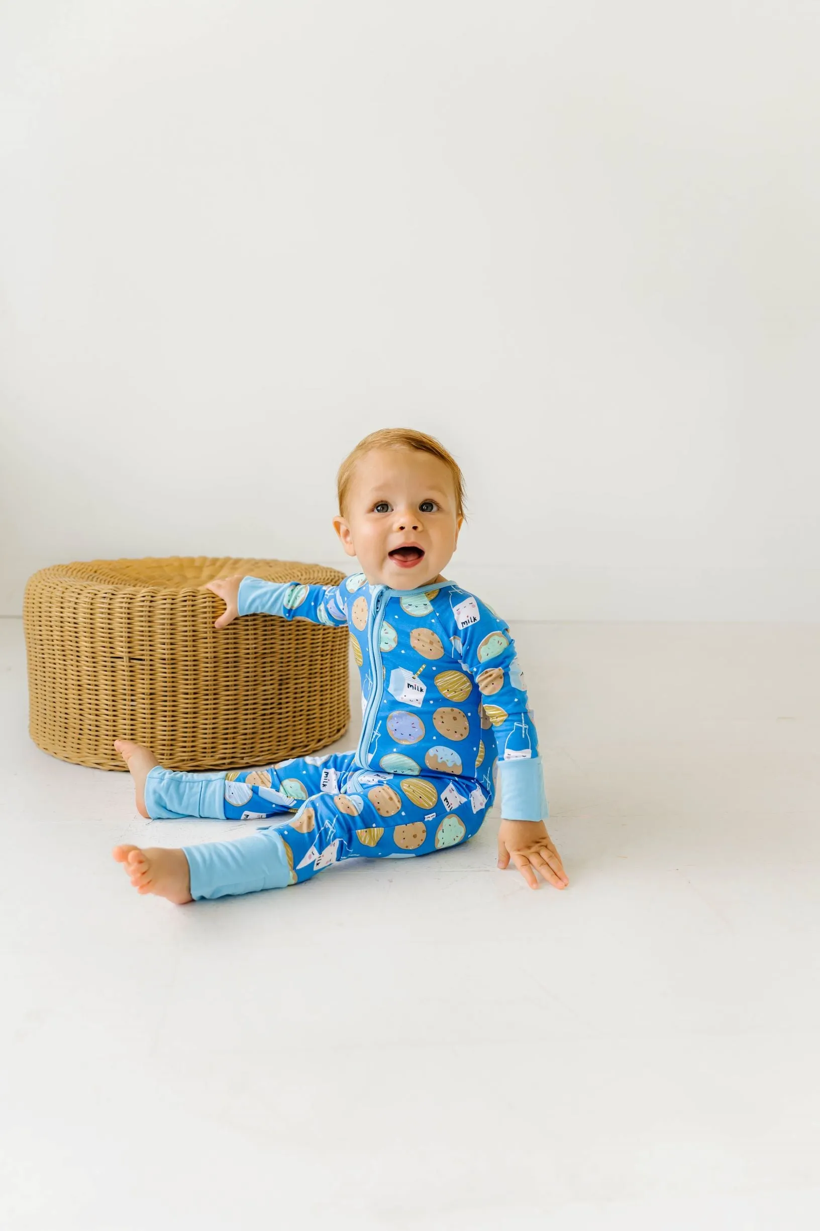 Little Sleepies Blue Cookies & Milk Convertible Romper/Sleeper
