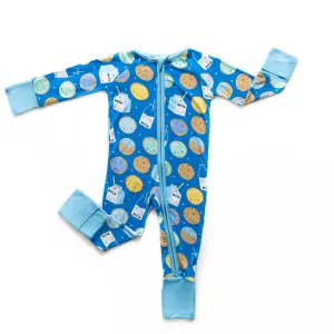 Little Sleepies Blue Cookies & Milk Convertible Romper/Sleeper