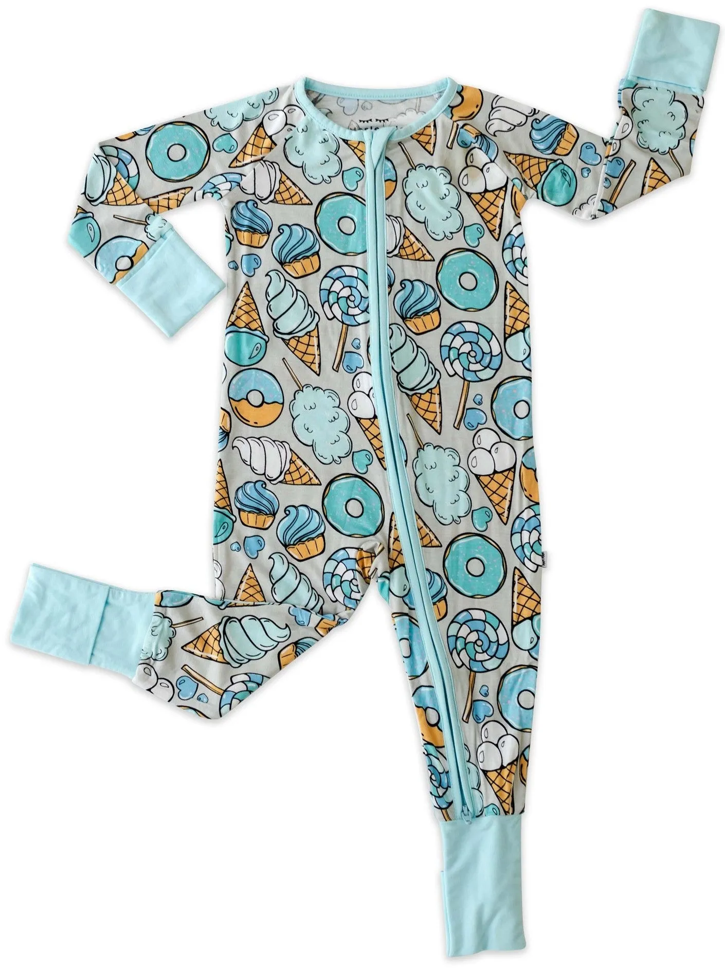 Little Sleepies Gray Sweet Treats Convertible Romper/Sleeper