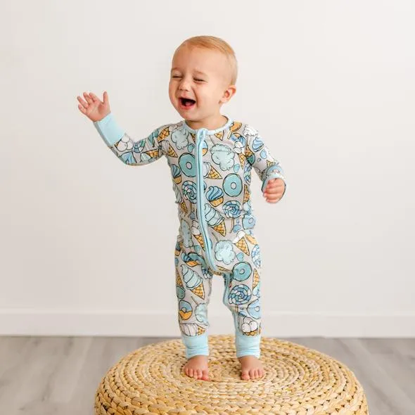 Little Sleepies Gray Sweet Treats Convertible Romper/Sleeper