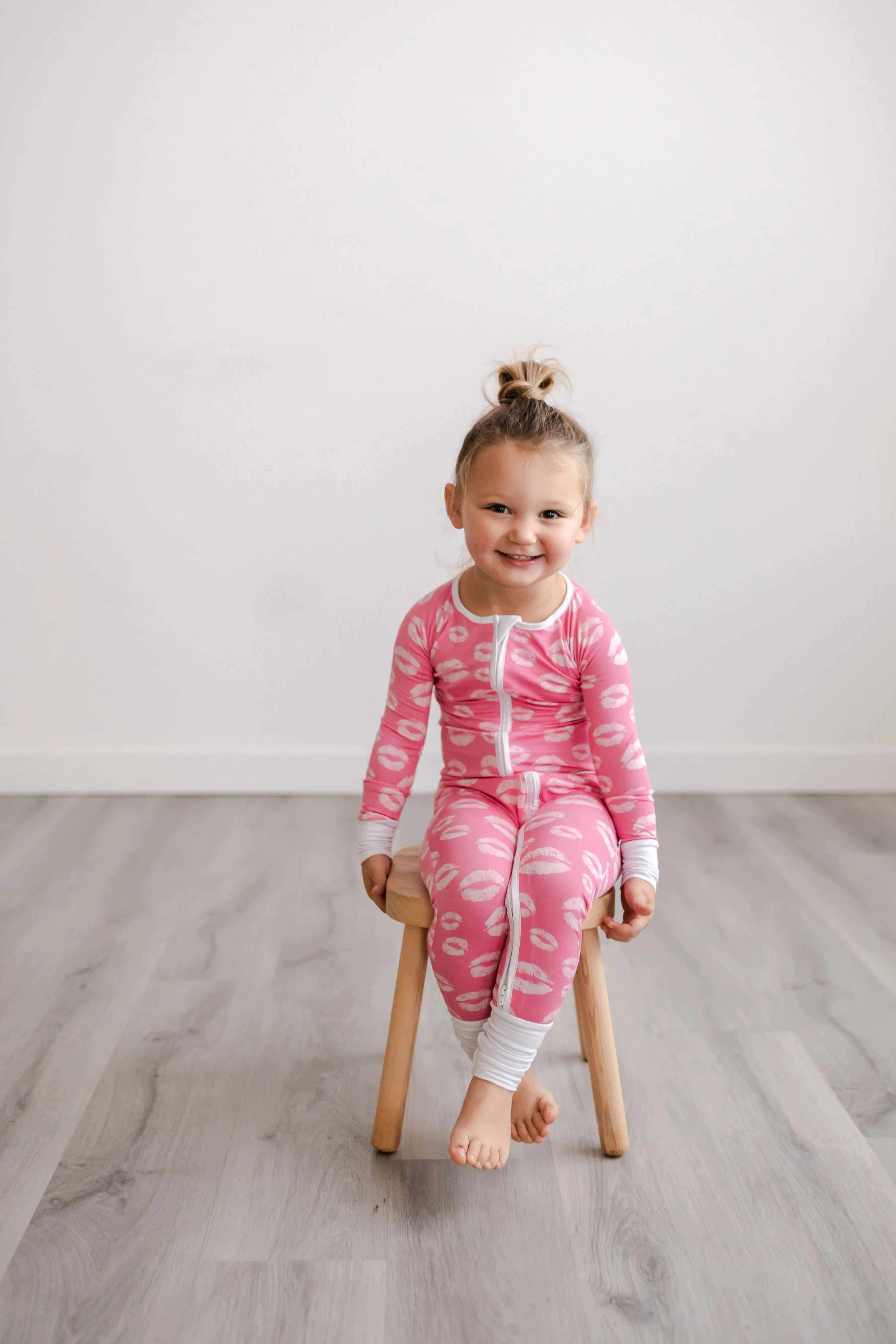 Little Sleepies Pink Kisses Convertible Romper/Sleeper