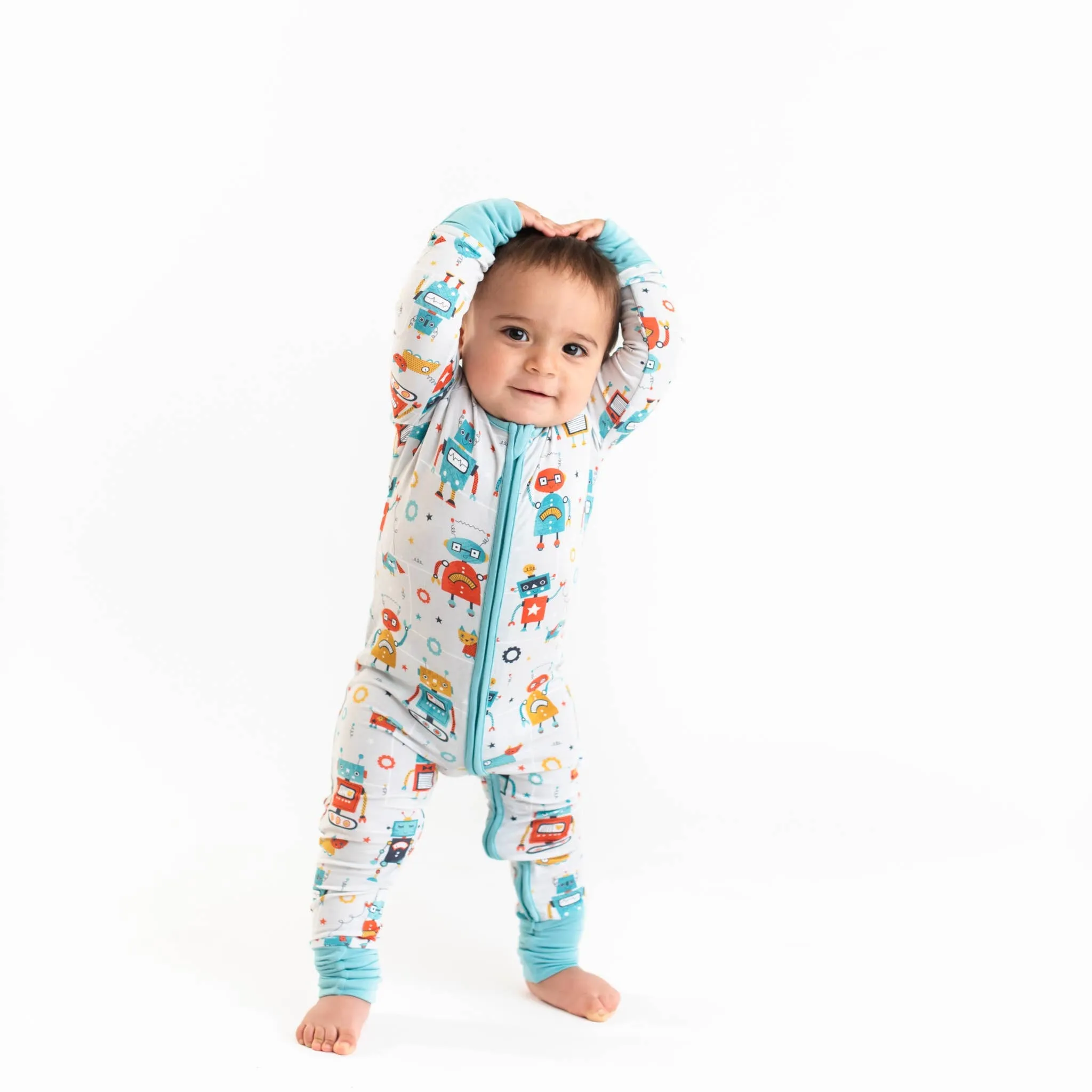 Little Sleepies Robots Convertible Romper/Sleeper