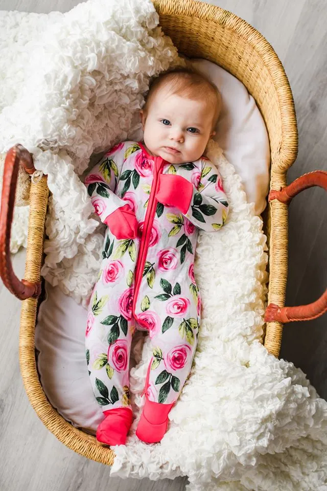 Little Sleepies Roses Convertible Romper/Sleeper