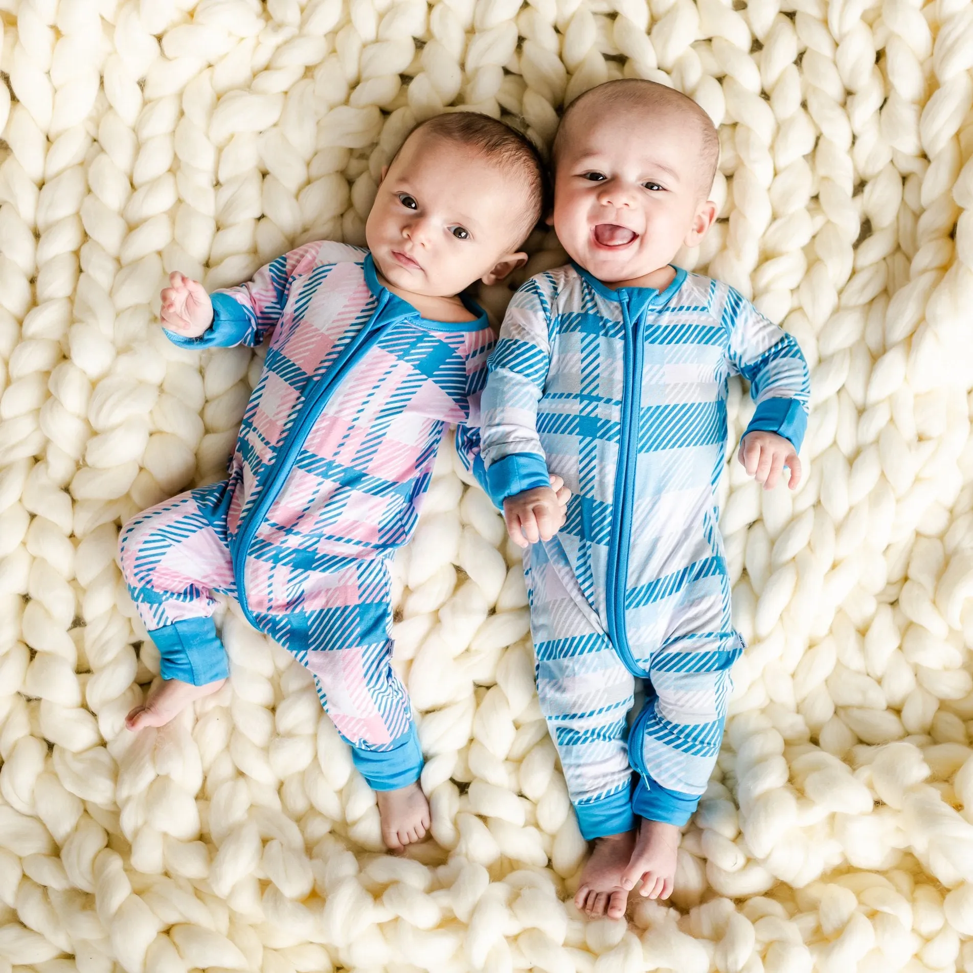 Little Sleepies Rosy Plaid Convertible Romper/Sleeper