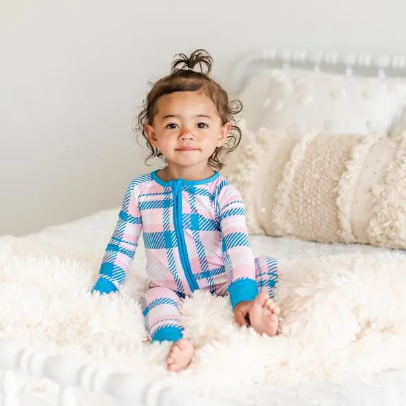 Little Sleepies Rosy Plaid Convertible Romper/Sleeper