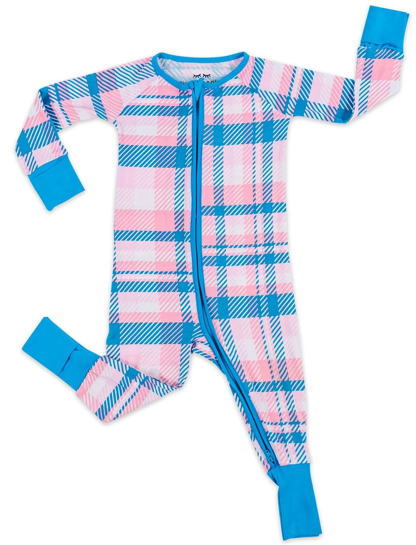 Little Sleepies Rosy Plaid Convertible Romper/Sleeper