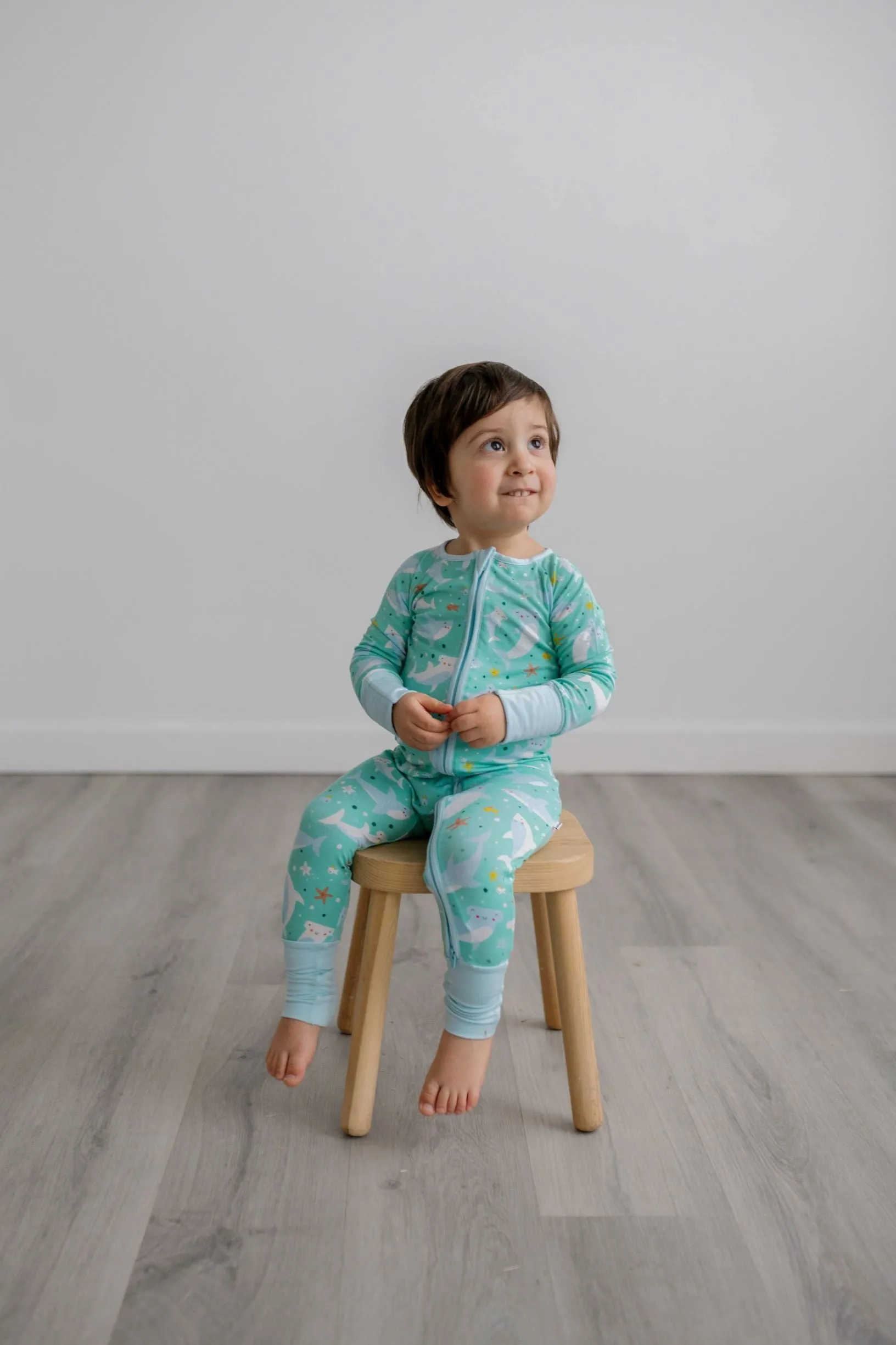 Little Sleepies Shark Soiree Convertible Romper/Sleeper