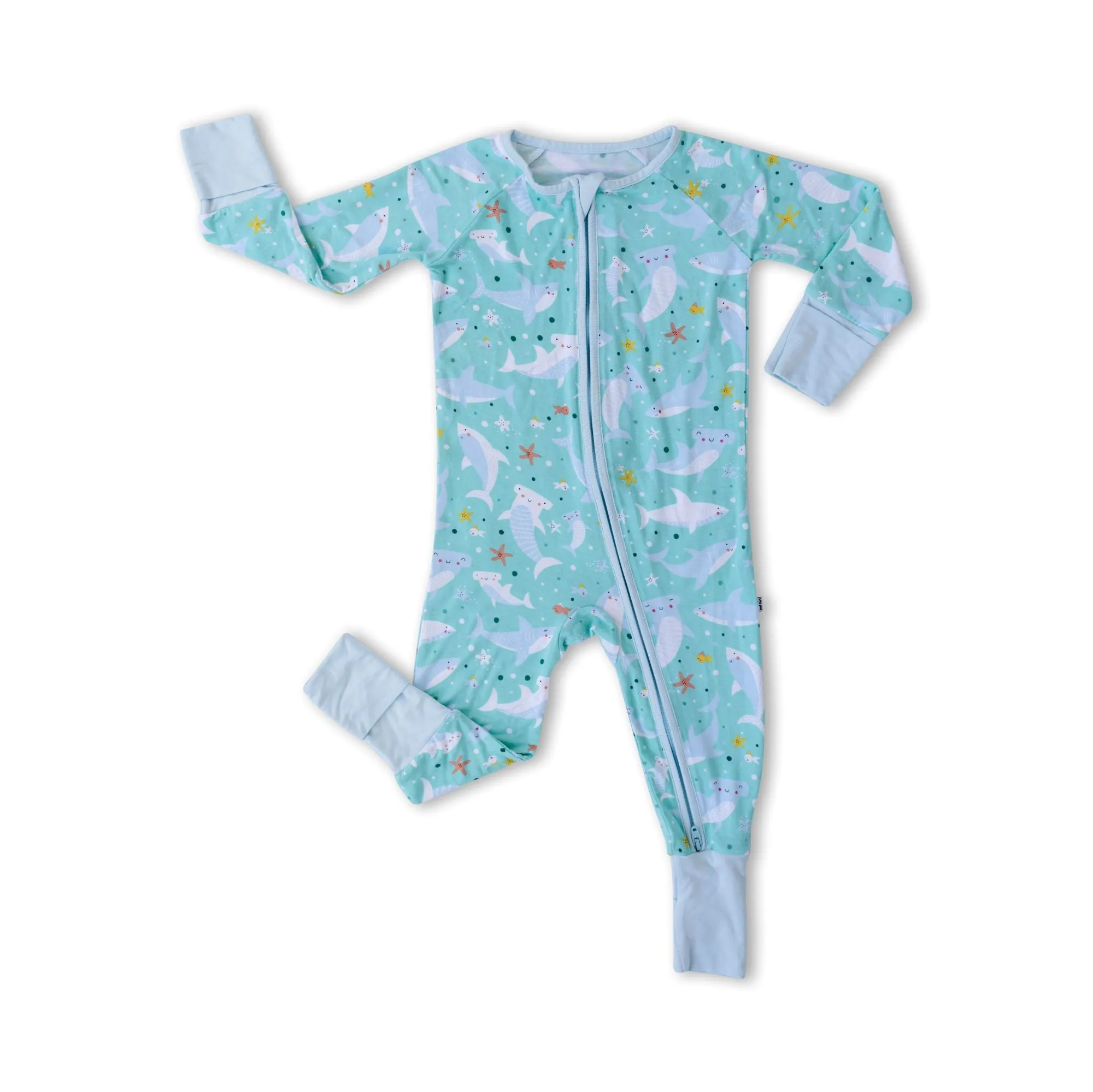 Little Sleepies Shark Soiree Convertible Romper/Sleeper