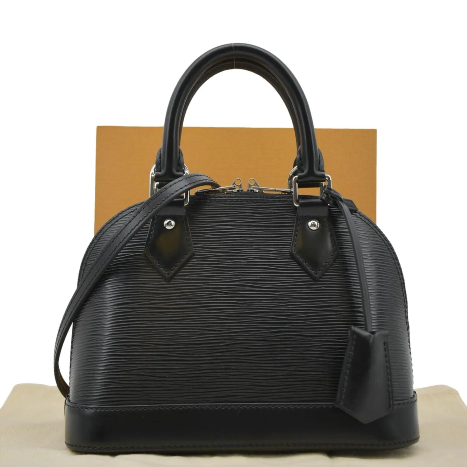 LOUIS VUITTON Alma BB Epi Leather Satchel Crossbody Bag Black