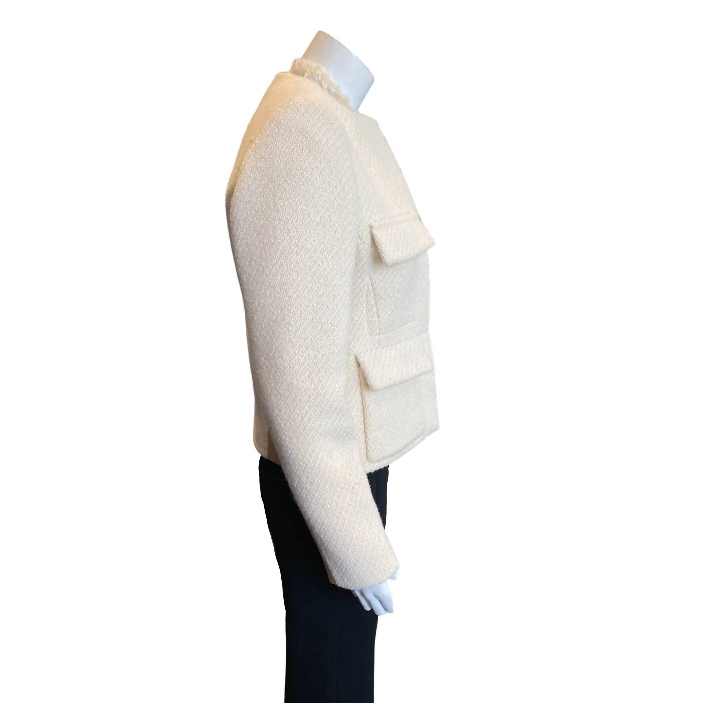 LOUIS VUITTON Cream Wool Army Jacket | Size S