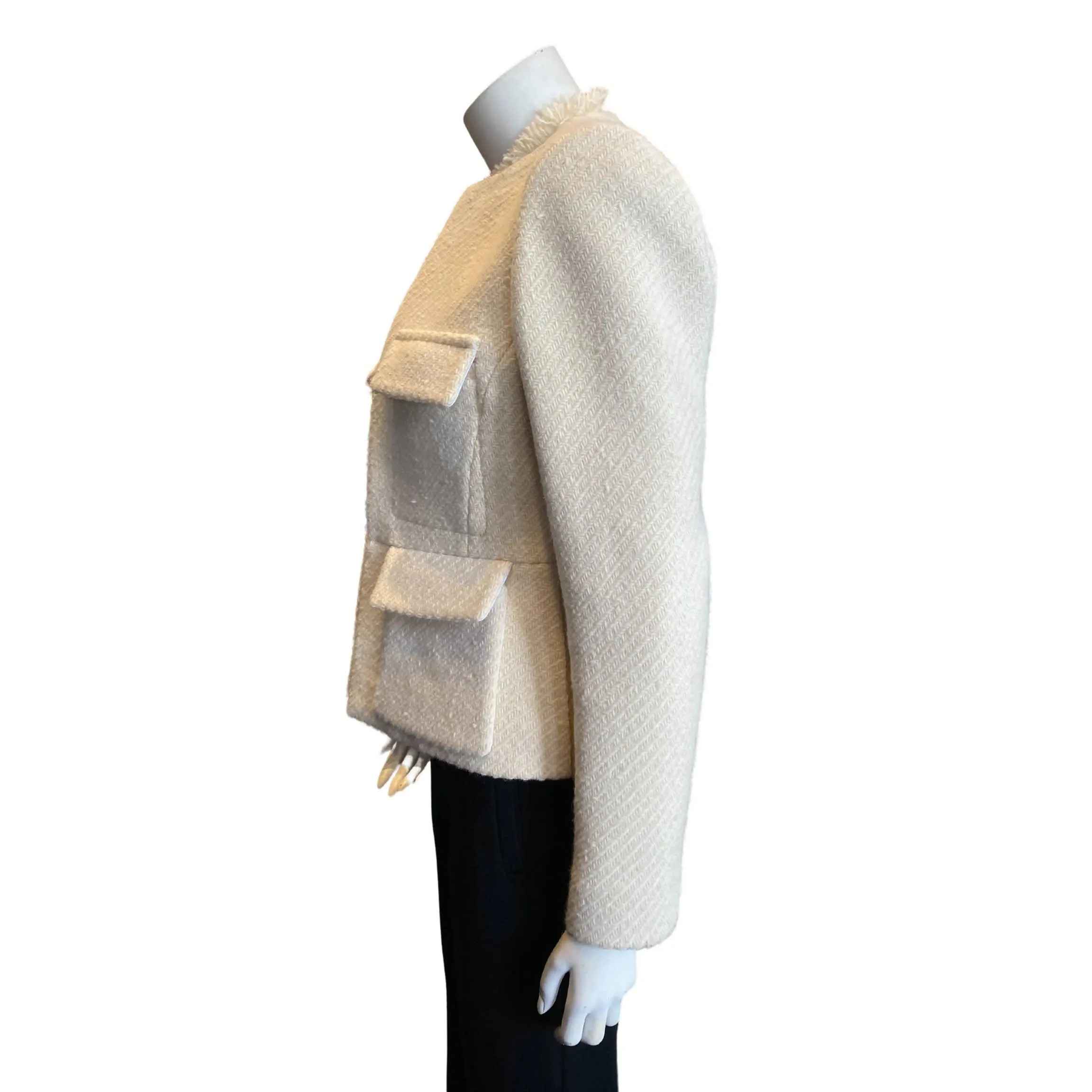 LOUIS VUITTON Cream Wool Army Jacket | Size S