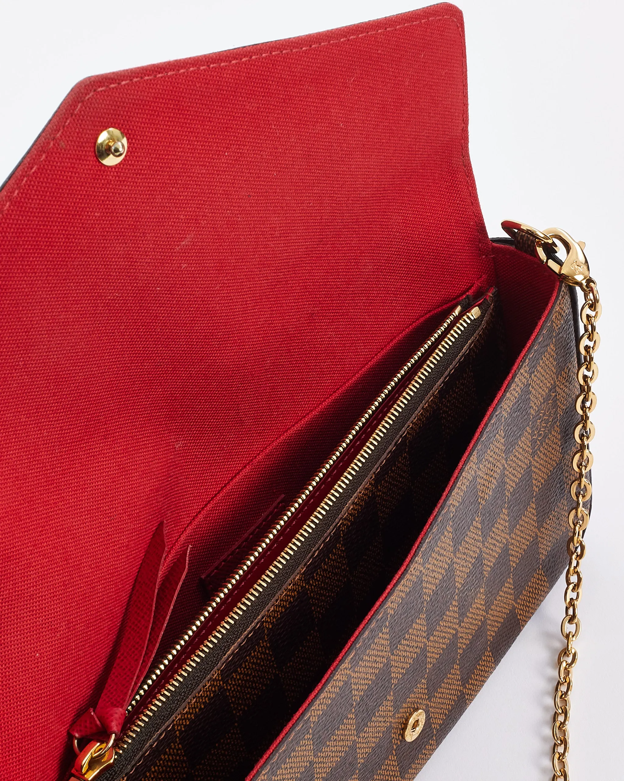 Louis Vuitton Damier Ebene Félicie Pochette Bag with Chain