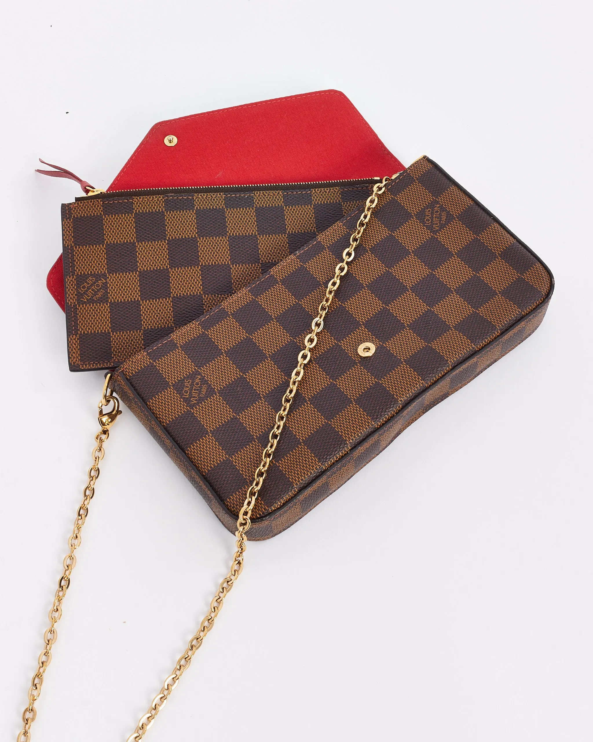 Louis Vuitton Damier Ebene Félicie Pochette Bag with Chain