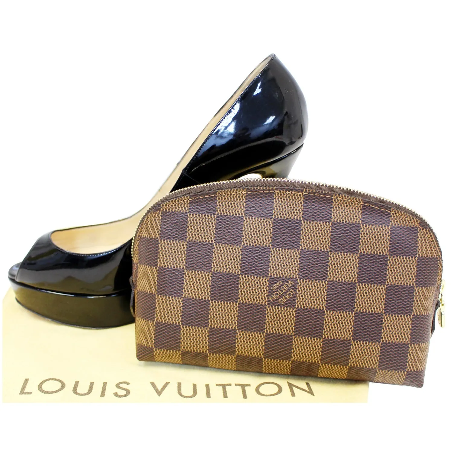 LOUIS VUITTON Damier Ebene Pochette Cosmetic Pouch