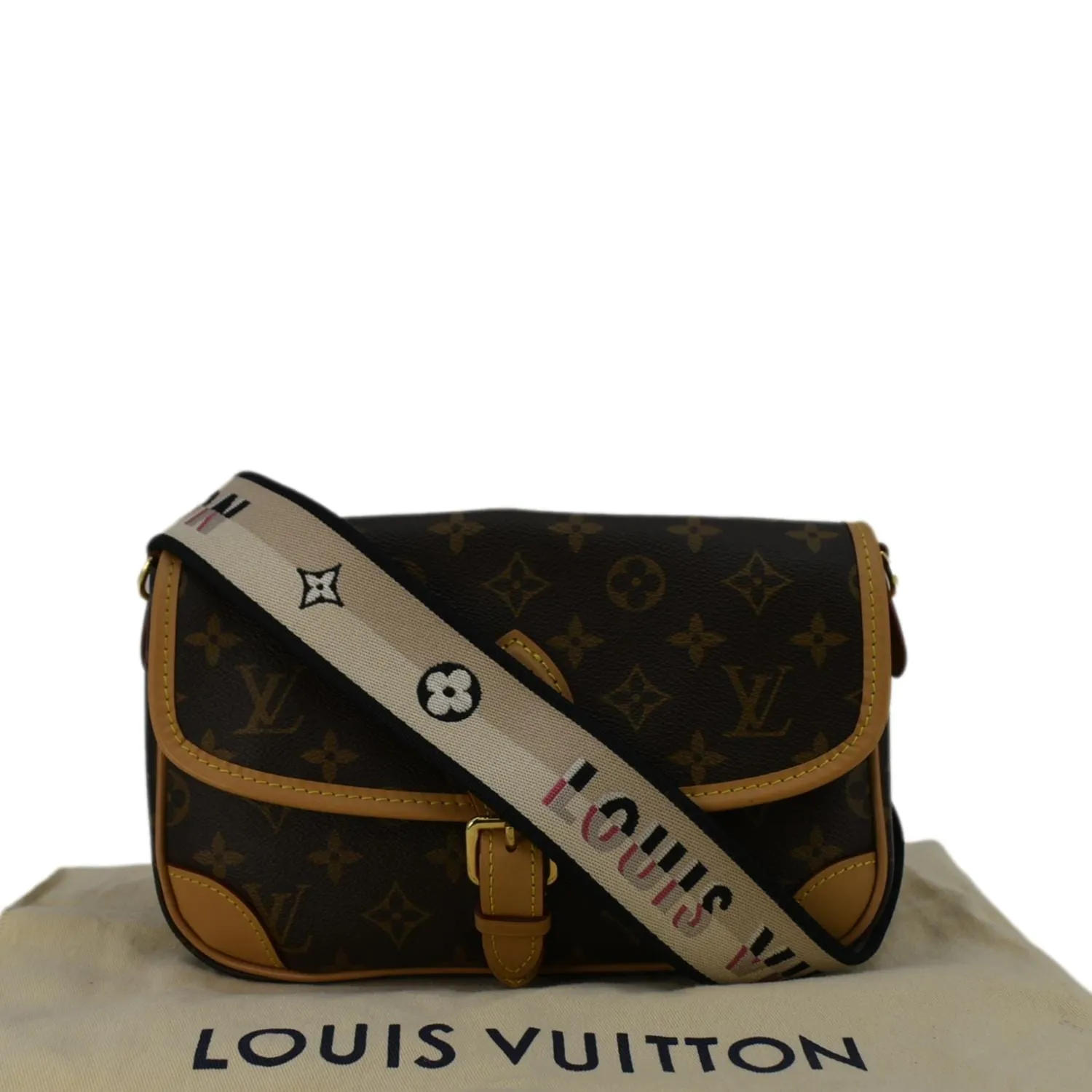 LOUIS VUITTON Diane Monogram Canvas Crossbody Bag Brown