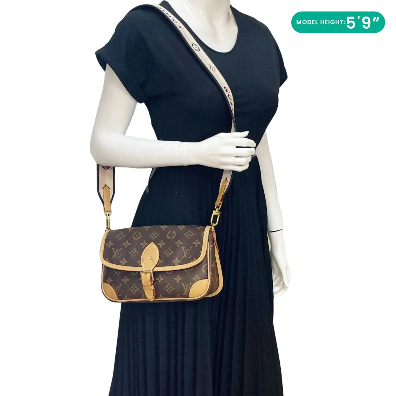 LOUIS VUITTON Diane Monogram Canvas Crossbody Bag Brown