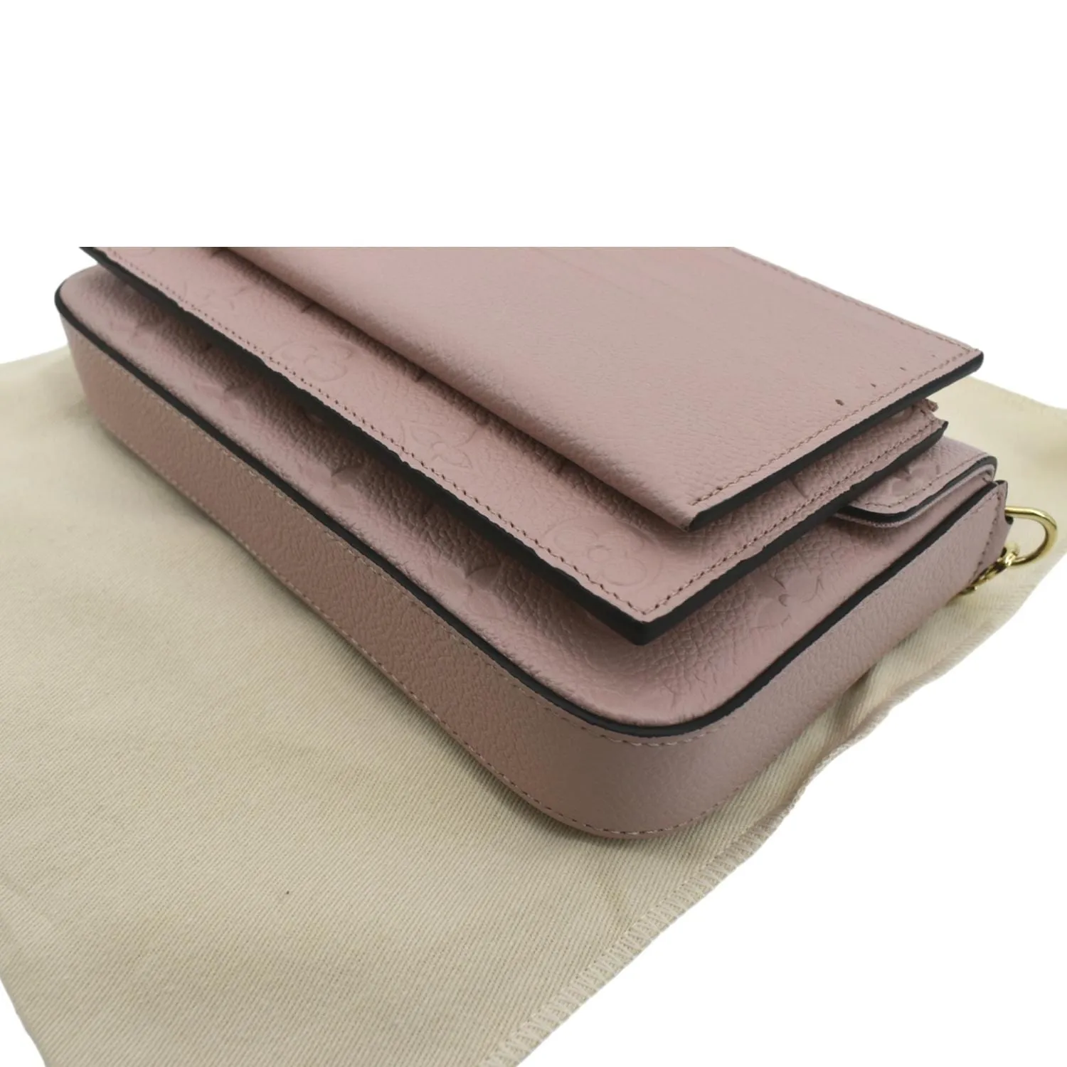 LOUIS VUITTON Pochette Felicie Monogram Leather Chain Wallet Pink