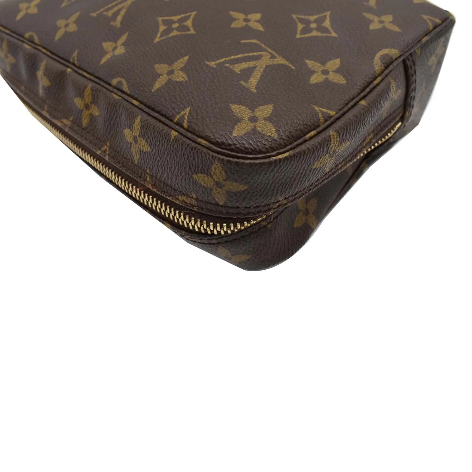 LOUIS VUITTON Trousse Toiletry Monogram Canvas Cosmetic Bag Brown