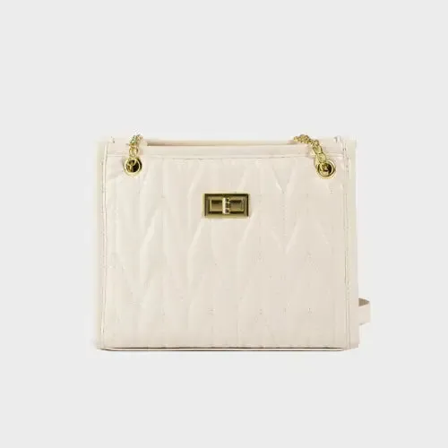 Luxe Black Leather Crossbody Bag with Gold Chain Elegance
