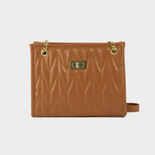 Luxe Black Leather Crossbody Bag with Gold Chain Elegance