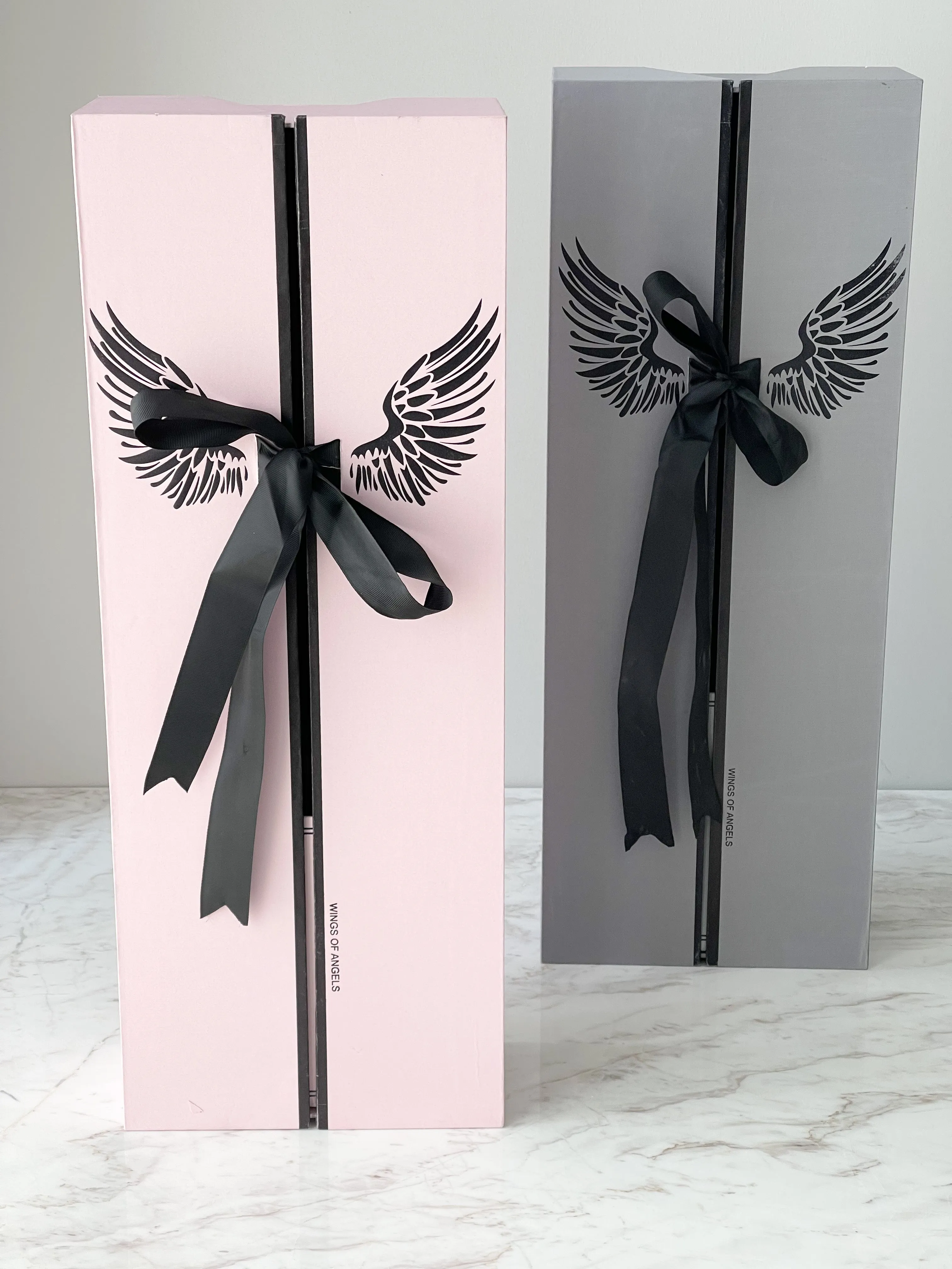 Luxury Tall Flower Box with Wings Pattern & Ribbon