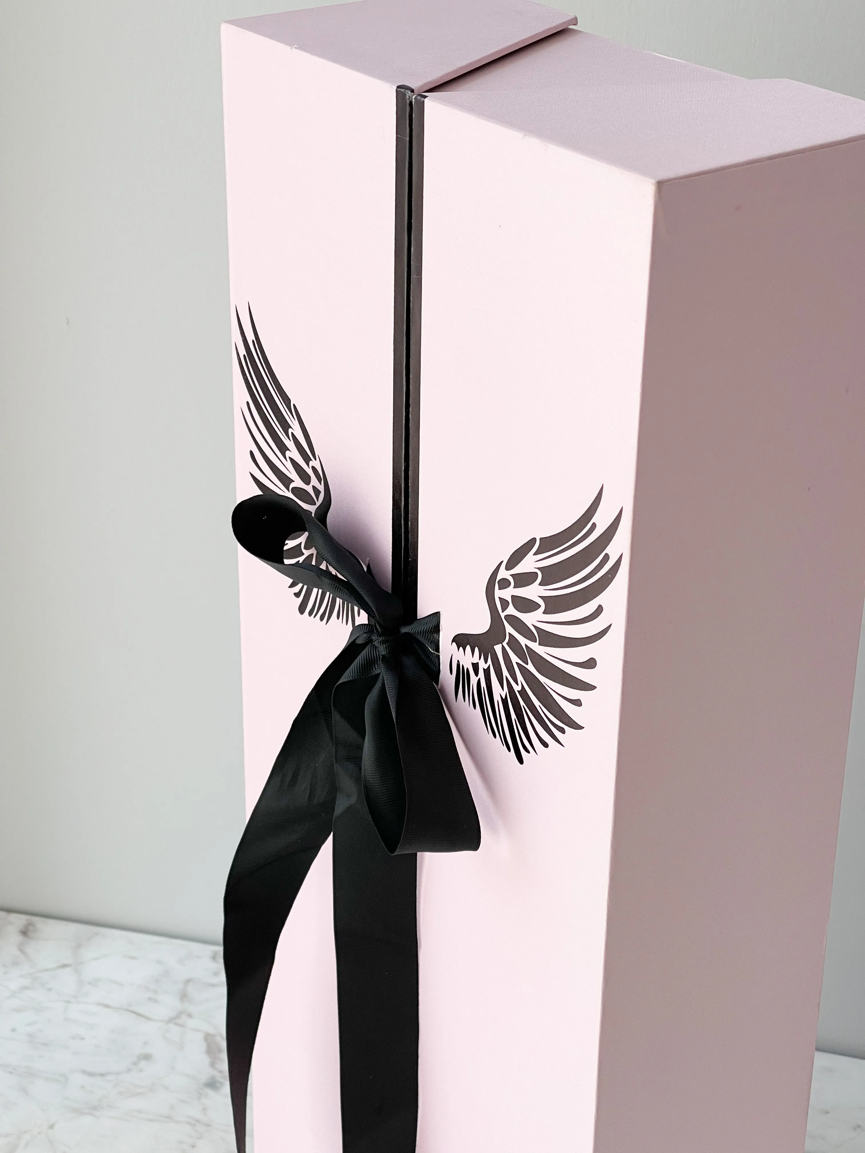 Luxury Tall Flower Box with Wings Pattern & Ribbon